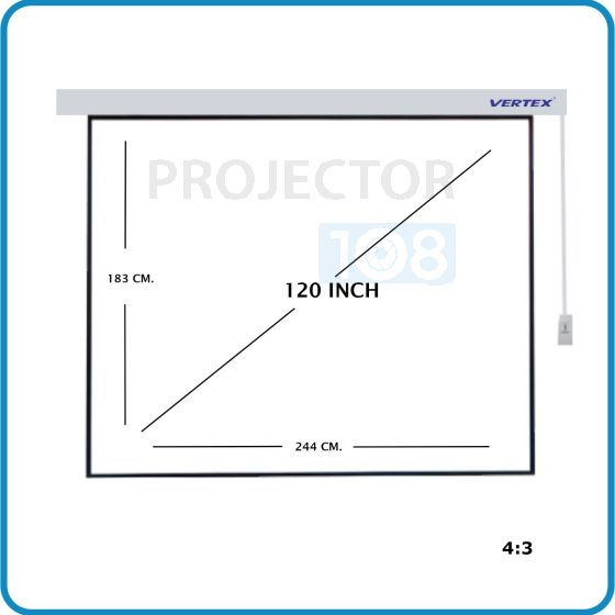 VERTEX Premium Hi-Def Gray Motorized Screen ขนาด 120" อัตราส่วนภาพ 4:3