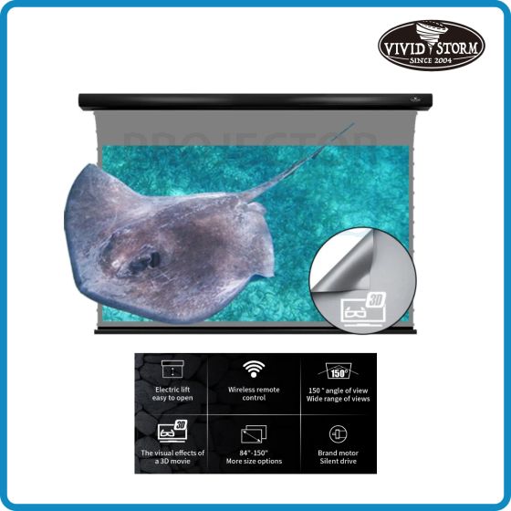 VIVIDSTORM 3D ALR Slimline Motorized Tension 3D (High Gain) Obsidian Long Throw ALR Projector Screen 100 Inch 16:9
