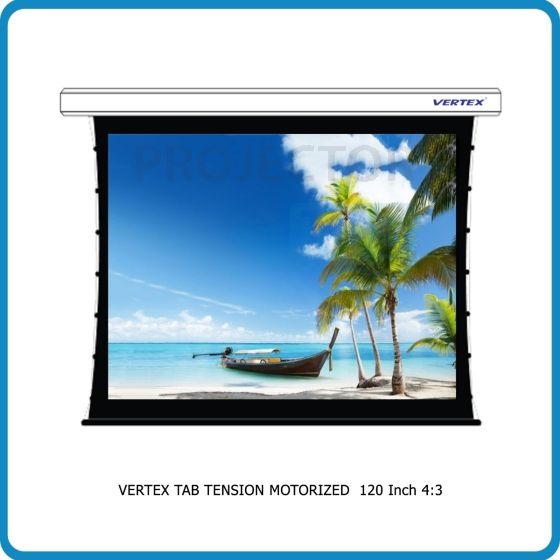 VERTEX Tab Tension Motorized Screen ขนาด 120" อัตราส่วนภาพ 4:3 เนื้อ Matt White