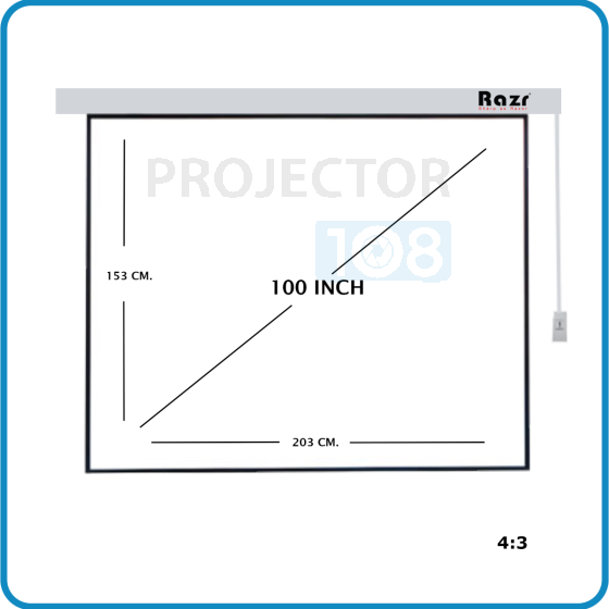 RAZR Motorized Projection Screen 100 Inch Diag 4:3 (EMW-V100) MW with Remote Control ขนาด 100 นิ้ว อัตราส่วน 4:3 พร้อมรีโมทไร้สาย 