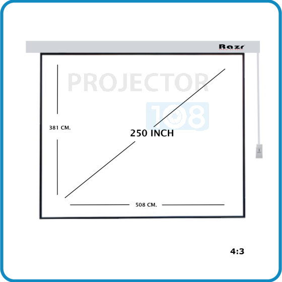 RAZR Motorized Projection Screen 250 Inch Diag 4:3 (EMW-V250S) MW with Remote Control ขนาด 250 นิ้ว อัตราส่วน 4:3 พร้อมรีโมทไร้สาย