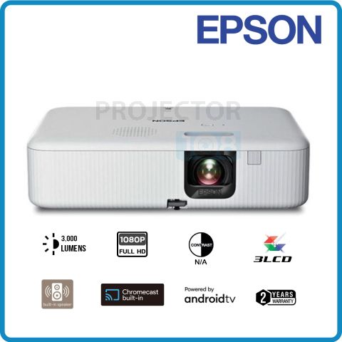 Epson CO-FH02 3LCD Home Projector (3,000 , Full HD, Android TV)