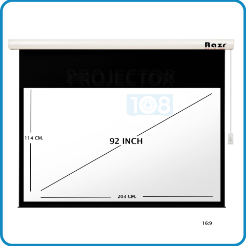 RAZR Motorized Projection Screen 92  Inch Diag 16:9 (EMW-H92) MW with Remote Control, BD 50 cm. ขนาดภาพ 92 นิ้ว อัตราส่วน 16:9 พร้อมรีโมทไร้สาย