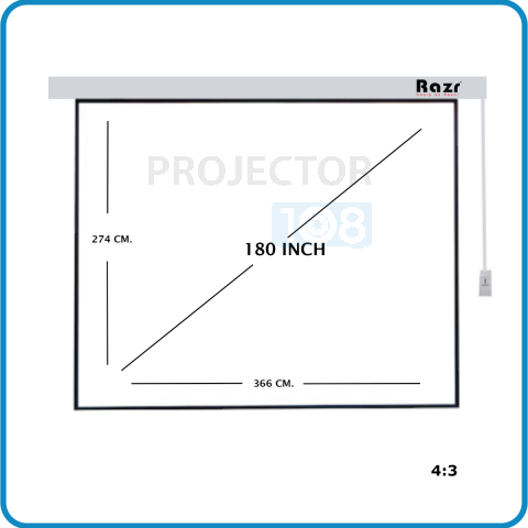 RAZR Motorized Projection Screen 180 Inch Diag 4:3 (EMW-V180) MW with Remote Control 180 นิ้ว อัตราส่วน 4:3 พร้อมรีโมทไร้สาย