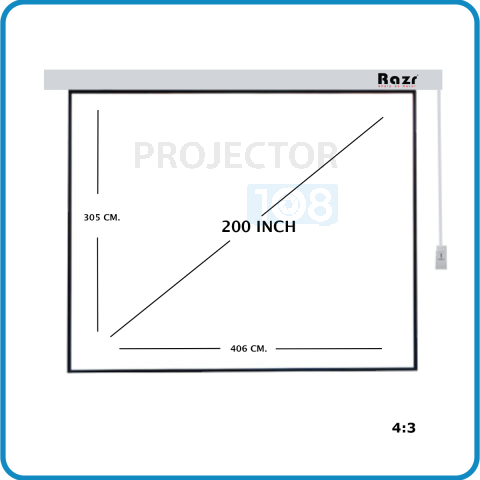 RAZR Motorized Projection Screen 200 Inch Diag 4:3 (EMW-V200) MW with Remote Control ขนาด 200 นิ้ว อัตราส่วน 4:3 พร้อมรีโมทไร้สาย