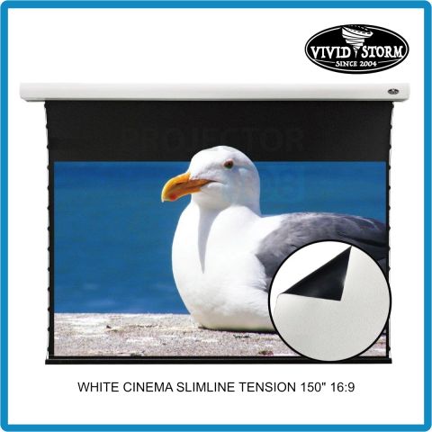 VIVIDSTORM White Cinema Slimline Motorized Tension Projector Screen 150 Inch 16:9